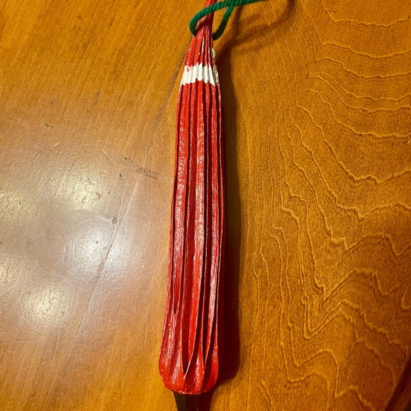 HAND PAINTED homemade Dried Okra Santa Ornament approx.9" - old fashioned charm! - Picture 2 of 6